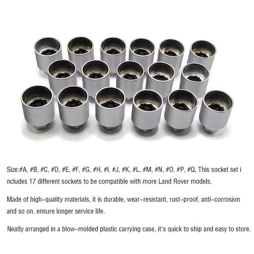 JEUCLEL 17PCS Kit de Llave de Tuerca de Bloqueo de Rueda para Land Rover, Juego de Adaptadores de Llave de Tuerca de Bloqueo de Rueda, Herramienta de Extraccion de Tuerca de Rueda Antirrobo, Removedor de Tornillos Antirrobo - Imagen 6