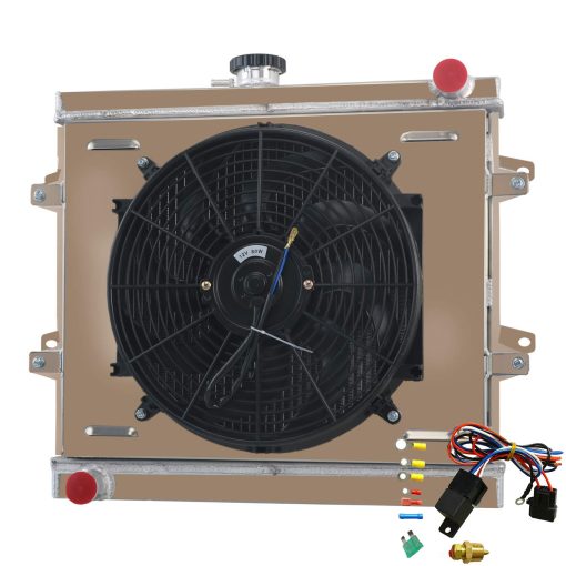 ALLOYWORKS Radiador de Aluminio de 3 Filas + Ventilador de Careta + Rele Para 1984-1995 Toyota Pickup DLX 4 Runner SR5 2.4L l4
