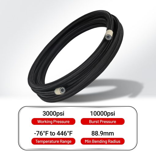 Kit de Linea de Combustible EVIL ENERGY 6AN PTFE, Manguera de Combustible AN6 E85 de 3 Metros Negro - Imagen 4