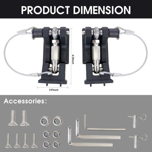 BESTAOO TJ Hood Latches, Kit de cerraduras para capo para Jeep Wrangler TJ 1997-2006, Elimina el aleteo del capo, 1 par - Imagen 7