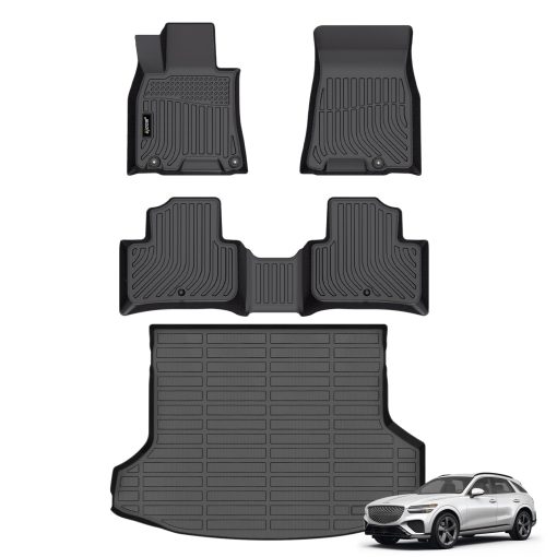 Tapetes para automovil y forro de maletero Jenofa para Genesis GV70 2022-2025 (NO Electrified GV70) Juego de tapetes para automovil Todo Clima Juego completo de alfombrillas para 2022-2025 Accesorios GV70 Negro