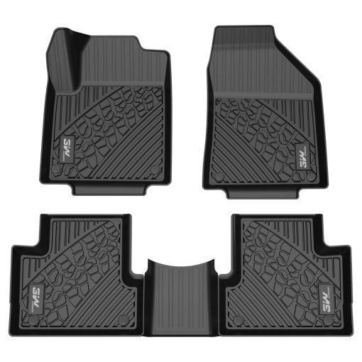 Tapetes 3W para Jeep Cherokee 2015-2024 Juego Completo de Tapetes TPE para Piso de 1ra y 2da Fila, Negro (NO es compatible con Grand Cherokee)