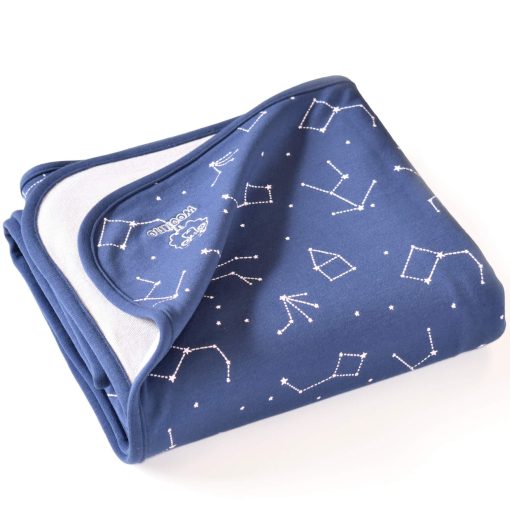 Manta de Lana Woolino para Niños - Manta de Lana Merina y Algodon Organico para Niñas y Niños - 4 Estaciones - 52,5€ x 40€ - Noche Estrellada - Imagen 2