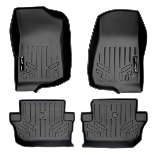 Juego de Tapetes para Pisos a Medida MAXLINER de 2 Filas Negro Compatible con Jeep Wrangler 2 Puertas 2018-2021 (Estilo de Cuerpo Nuevo JL - no JK)