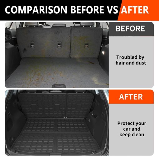 Tapete de maletero powoq compatible con Ford Edge 2015-2024 Protector de respaldo del asiento de maletero Protector de respaldo del asiento de TPE (solo para 5 asientos) Accesorios de repuesto para Ford Edge 2015-2024 (Tapete de maletero + Protector de respaldo) - Imagen 3