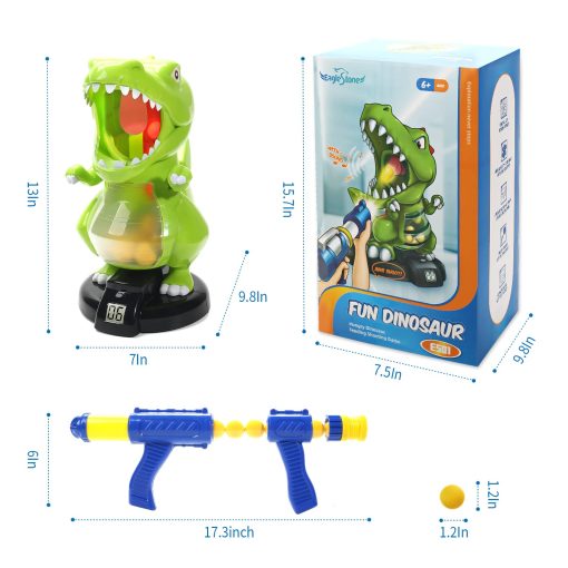 Juguete de Disparos de Dinosaurio EagleStone para Ninos de 5 6 7 8 9 Anos, Juegos Electronicos de Objetivo para Ninos con Pistola de Aire, Registro de Puntuacion LCD, Sonido, 24 Bolas de Espuma, Regalo de Fiesta de Cumpleanos, Regalos de Navidad para Ninos Pequenos - Imagen 8