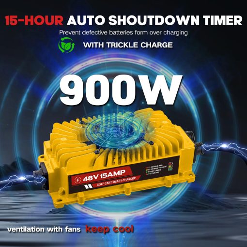 Cargador de Baterias para Carros de Golf de 48 Voltios con Enchufe Triangular 15 AMP 900W para EZGO TXT, Yamaha, Club Car - Imagen 4