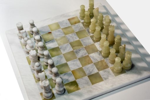 Juego de ajedrez de marmol - 11 pulgadas - Tablero de ajedrez blanco y verde - Juego de ajedrez de regalo - Juego de ajedrez para niños - Juego de ajedrez para adultos - Decoracion de lujo para el hogar - Adecuado para decoracion de mesa