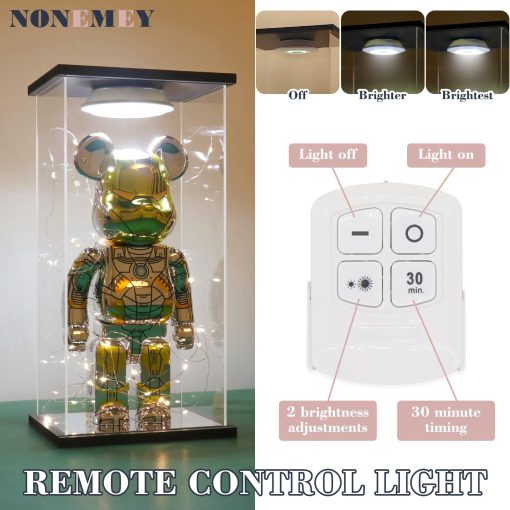 NONEMEY Estuche de Acrilico Transparente con Luz de Control Remoto para 1000% Bearbrick, Caja Organizadora a Prueba de Polvo, Vitrina Modelo, Estuche de Exhibicion para Coleccionables Bearbrick (15.7x12x30inch, 40x30x76cm) - Imagen 3