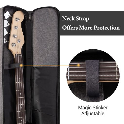 Funda para guitarra electrica CAHAYA Gig Bag Backpack para bajo acolchada 0.3 pulgadas de grosor, Gris CY0202 - Imagen 3