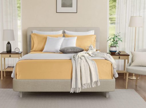 Juego de Sabanas CHATEAU HOME COLLECTION 100% Algodon Egipcio Tamano Calking, 800 Hilos Blanco Juego de 4 Piezas, Ajuste de Bolsillo Profundo de 16" (Para Colchones de hasta 18") - Semolina - Imagen 2
