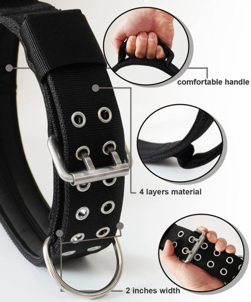 Collar para Perros Grandes - 2 en Collares Negros con Asa para Perros de Razas Extra Grandes, Collar Tactico de Nylon Resistente para Mascotas XL, la Mejor Eleccion para Pitbull Doberman Rottweiler 17"-22" - Imagen 5