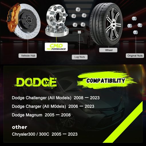 Espaciadores de Rueda Hubcentric de 38mm (1.5 Pulgadas) 5x115 Compatibles con Dodge Charger 2006-2022, Challenger 2008-2022, Magnum 2005-2008, Compatible con Chrysler 300c 2005-2022 (4 piezas 71.6mm M14x1.5) Espaciador - Imagen 2