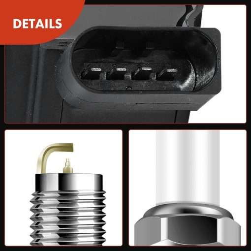 Conjunto Premium de 4 Bobinas de Encendido y Bujias de Iridio Compatible con Volkswagen Jetta 2013, Jetta 2016-2018 & Audi A3, 1.4L, Reemplazo # 04C905110B, 04C905110D - Imagen 8
