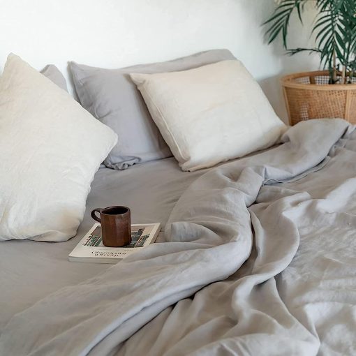 Sabana Ajustable 100% Lino Frances Baloo (Gris Paloma - 54"x75" - Tamano Completo) | Fresca, Suave y Duradera | con Bolsillos de 16" de Profundidad | Certificacion Oeko-TEX? Standard 100 - Imagen 5