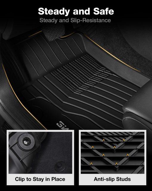 Tapetes 3W Compatibles para Benz Clase C 2015-2021 TPE Todos los Tiempos Ajuste Personalizado para Benz Clase C 1ra y 2da Fila Juego Completo de Tapetes para Automovil (para Sedan unicamente), Negro - Imagen 4