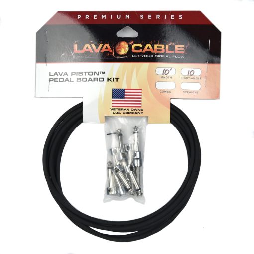 Kit de Pedalboard sin Soldadura Lava Piston Negro c/ Cable de 10' & 10 Conectores Angulados