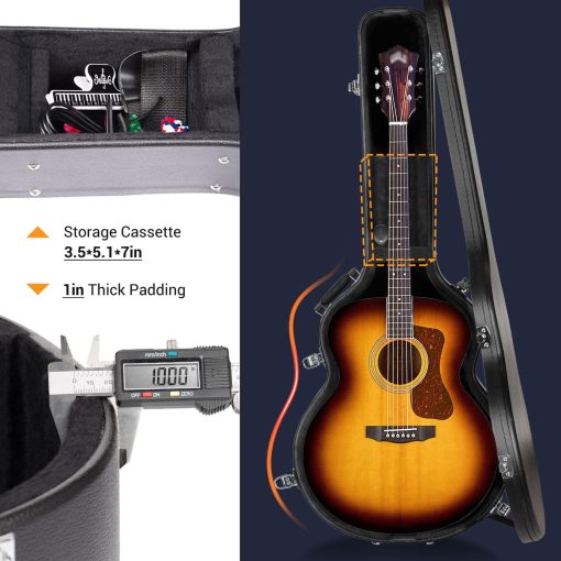 Estuche Rigido para Guitarra Acustica CAHAYA de 42 Pulgadas con Llave Antigolpes Impermeable Bolsa de Viaje para Guitarra de Aire CY0241 - Imagen 3