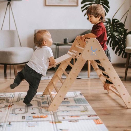 XIHAToy Triangulo de Escalada Plegable con Rampa Juego de Escalada para Niños 3 en 1 Juego de Juguetes de Escalada de Madera Montessori Arco Balancin Estructura de Juego Interior para Niños Pequeños - Imagen 6