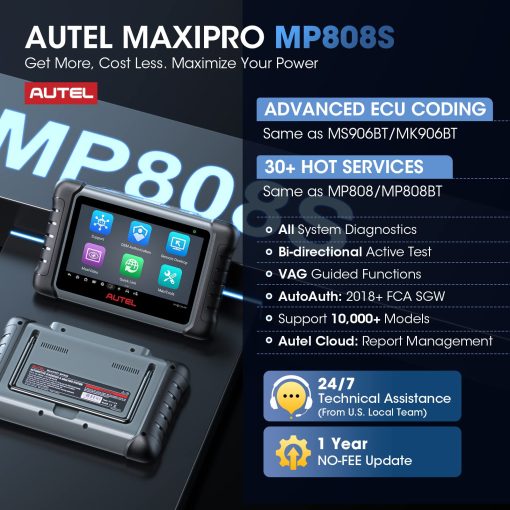 Escaner Autel MaxiPRO MP808S, Codificacion Avanzada de la ECU, Herramienta de Escaneo Bidireccional, 30+ Servicios, Diagnostico de Sistema Completo, Actualizado desde MK808S/MP808BT/DS808, Funciona con MV108S, la mas Nueva de 2024 con Actualizacion Gratuita de 2 Anos - Imagen 7