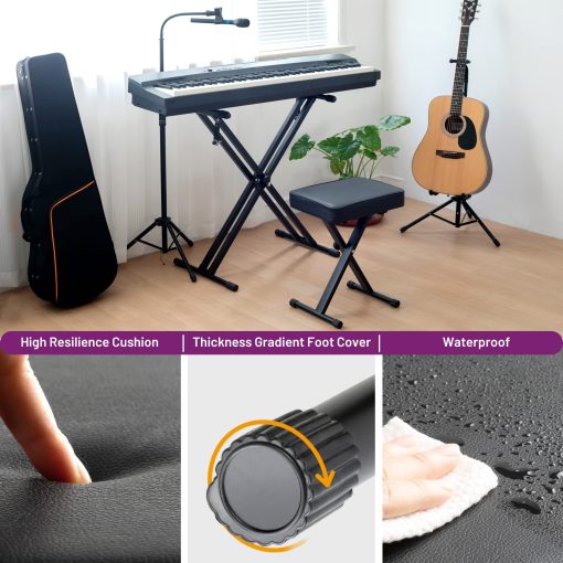 Banqueta para Teclado CAHAYA X-Style Cojin Acolchado de 3.5in Banco de Piano Altura Ajustable Silla de Teclado Asiento para Teclados Digitales Electronicos Pianos CY0296 - Imagen 7
