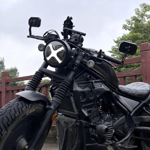 PKEDUO Faro de Motocicleta, Blanco/ambar X DRL 7inch Faro Redondo LED con Cubierta Compatible con Buell Blast Cafe Racer CB400 SV650 Vulcan - Imagen 6