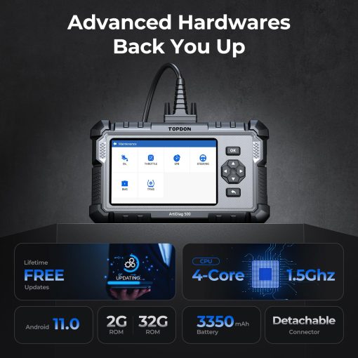 TOPDON AD500 Escaner OBD2 Lector de Codigos para Coche, Herramienta de Diagnostico de Motor ABS SRS Transmision, Reinicio de Aceite/Acelerador/SAS/TPMS/BMS/EPB Escaner de Coche, Actualizacion Gratuita para Hacedores de Bricolaje - Imagen 8