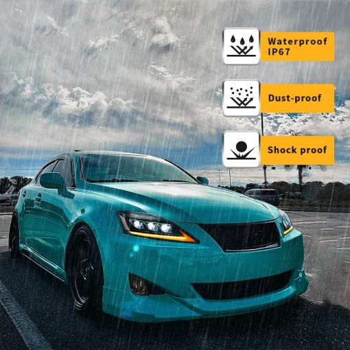 Faros LED VLAND compatibles con Lexus IS250/ IS250C IS350 IS350C IS220d 2006-2012, ISF 2008-2014 con Indicador Secuencial con Proyector con Reflector Claro - Imagen 6