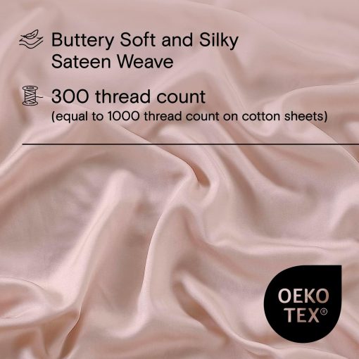 Funda de Edredon SIJO AiryWeight Tencel, 100% Lyocell Derivado del Eucalipto, Super Suave, Mejores Sabanas para Dormir Frescas segun Architectural Digest (Blush, Full/Queen 90"x90") - Imagen 3