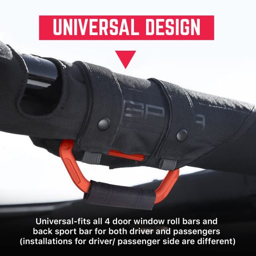 GPCA - GP Grip PRO, Manijas de Agarre Plegables de Aluminio Metalico Patentadas para Jeep Wrangler 4xe, JL, JT, JK, Sport, Sahara, Rubicon y Gladiator 4DR/2DR 2007-2023, Juego de 2, Naranja Agarrador - Imagen 4