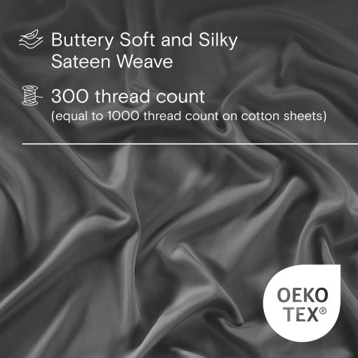 Juego de sabanas SIJO AiryWeight Tencel, 100% Lyocell derivado del eucalipto, Suave como la mantequilla, Ganador de las Mejores Sabanas Refrigerantes de 2022 por Architectural Digest - 4 piezas - 2 fundas de almohada 1 ajustable 1 superior (Color Storm, King) - Imagen 3