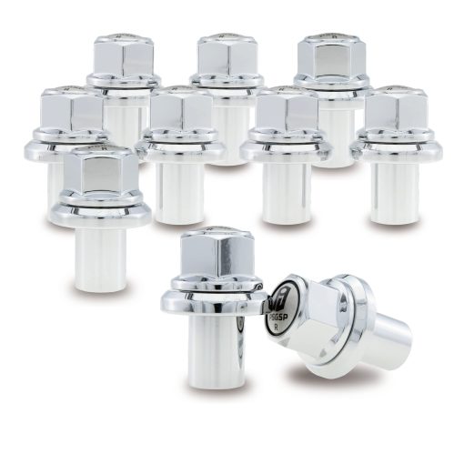 Tuercas de rueda Prime Sleeve PSGSP M22x1.5 Cromadas para camiones pesados, camiones semirremolque, remolque se ajustan a ruedas duales o traseras de aluminio Alcoa con asiento piloteado y agujero de perno: 26mm - Paquete de 10