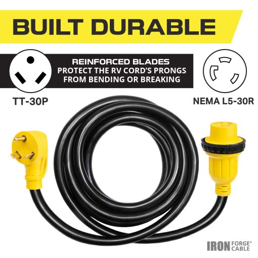 Cable de Extension para RV de 30 Amperios Iron Forge 50 Pies - 10/3 STW TT-30P a NEMA L5-30R Cable de Alimentacion para RV 125v - Imagen 3