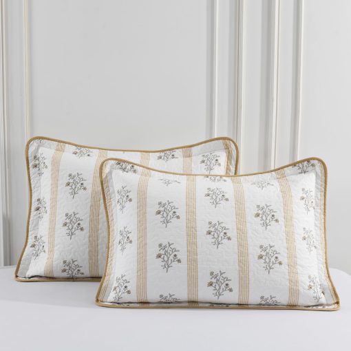 Edredon Queen CozyStitch, Edredon de Algodon 100%, Juego de Conforter Queen Moderno Estilo Granja, Colcha Blanca/Beige Acolchada, Juego de Ropa de Cama Reversible Ligero Floral Todo Temporada, 3 Piezas - Imagen 7