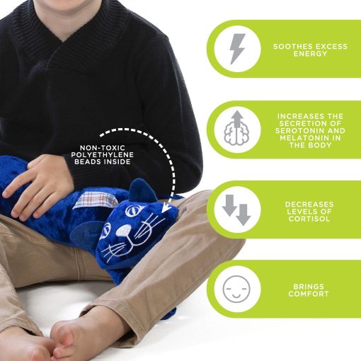 Peluche con peso manimo de un Gato para Ninos y Adultos - Almohada Sensorial con peso para el regazo - Juguete Almohada de Alivio del Estres para Hombros, Pecho, Espalda y Piernas - Perfecto para Hogar, Escuelas, Jardin de Infantes, Guarderia - Imagen 3