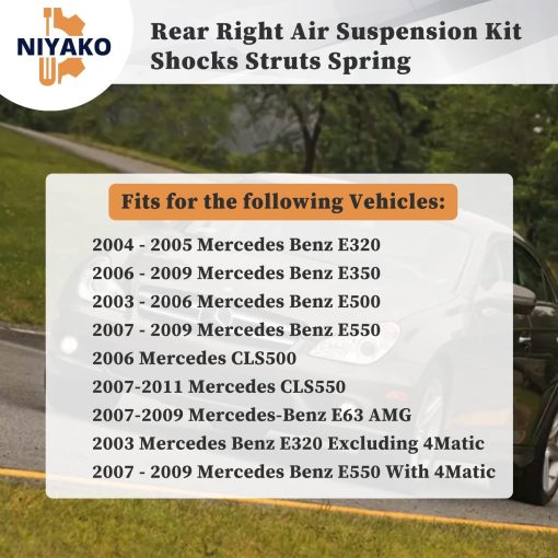 Bolsa de resorte de suspension de aire trasera derecha de reemplazo Niyako # 2113200825 2113200925 2113201625 para Mercedes Benz W211 E320 E350 E500 E550 E55 AMG E63AMG W219 2003-2011 - Imagen 2
