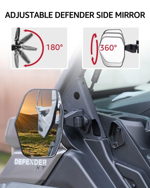 A & UTV PRO Espejos Laterales para Can-Am 2016-2024 Defender Max HD7 HD8 HD9 Pro HD10 DPS, Espejos Retrovisores Ajustables con Funcion de Separacion Trasera, Espejos Retrovisores Convexos para Accesorios de Defende, NO PARA PUERTA COMPLETA - Imagen 3