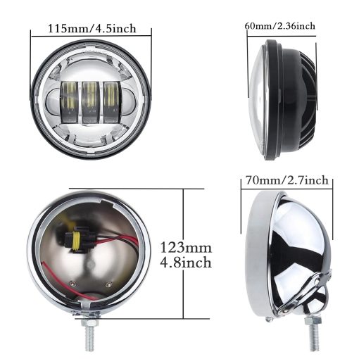 Luces LED de Niebla para Motocicleta SKTYANTS de 4.5 Pulgadas con Soporte de Cubo para Touring Electra Glide (Cromo) - Imagen 2