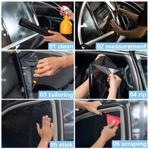 Pelicula de tinte para ventanas TOYOCO para autos, Pelicula de privacidad para ventanas de automoviles, Parasol para parabrisas delantero de automovil, Bloqueo de calor y rayos UV y resistente a los aranazos, Pelicula negra para oscurecer el parabrisas del automovil - Imagen 5