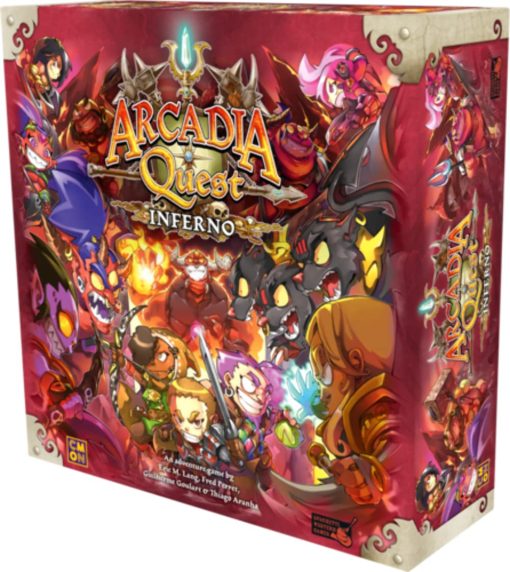 Juego de Mesa Arcadia Quest Inferno | Juego de Estrategia | Juego de Aventuras Fantasticas con Miniaturas para Adultos y Adolescentes | Edades 14+ | 2-4 Jugadores | Tiempo de Juego Promedio 45 Minutos | Fabricado por CMON