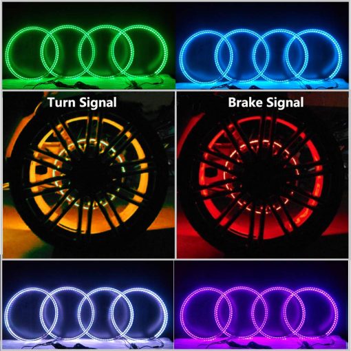 Kit de Luz de Anillo de Rueda Doble de 17 pulgadas Beatto con Funcion de Senal de Giro y Frenado Controlado por Control Remoto y App Simultaneamente con Funcion de Bloqueo - Imagen 3