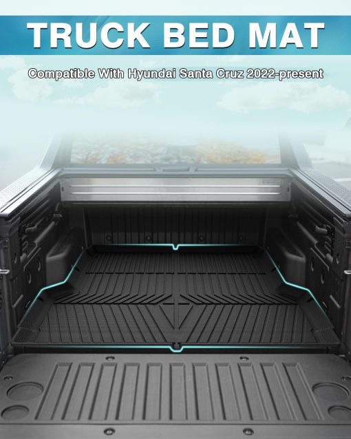 Tapete para cama de camion Mixsuper para Hyundai Santa Cruz 2022-2024, Compatible con cama de 4.3 pies, Protector de cama resistente a todas las condiciones climaticas de TPE duradero e inodoro en negro - Imagen 2