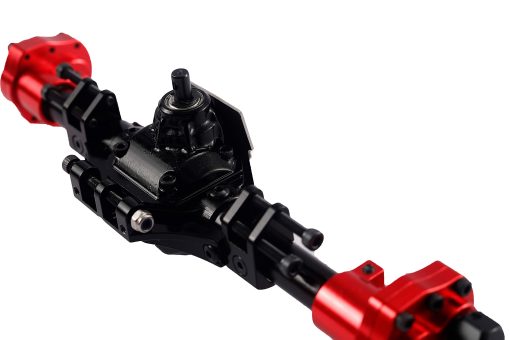 RZXYL Juego de Ejes de Portal Delanteros/Traseros de Aluminio para 1/10 Axial SCX10 II 90046 90047 RC Coche Crawler (Negro con Rojo) - Imagen 2