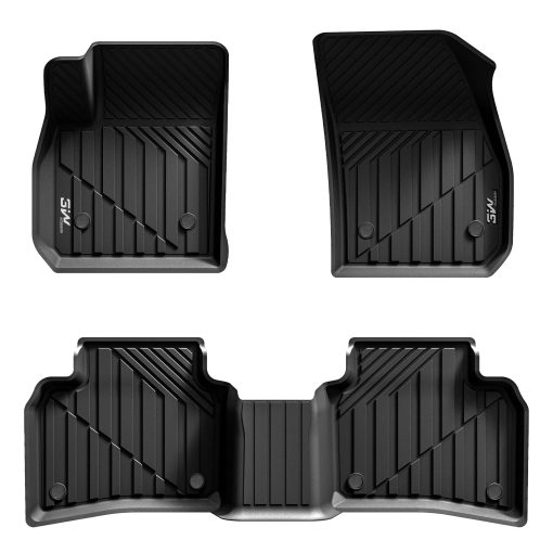 3W Tapetes para piso compatibles con Cadillac XT5 2016-2024 Accesorios a medida para Cadillac XT5 Tapete Todo Clima TPE para Cadillac XT5 Juego completo de tapetes para automovil para la 1ra y 2da fila Negro