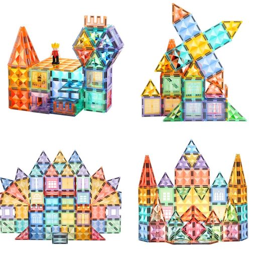 tutuebobe 100Pcs Magnetic Tiles - Bloques de Construccion Magneticos de Diamante - Set de Construccion STEM para Ninos - Imagen 3