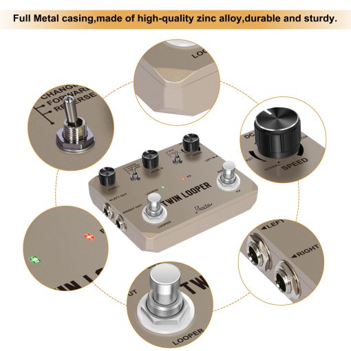 Estacion de Loop Twin Rowin Pedal de Efecto de Guitarra Electrica para Guitarristas Dorado - Imagen 4