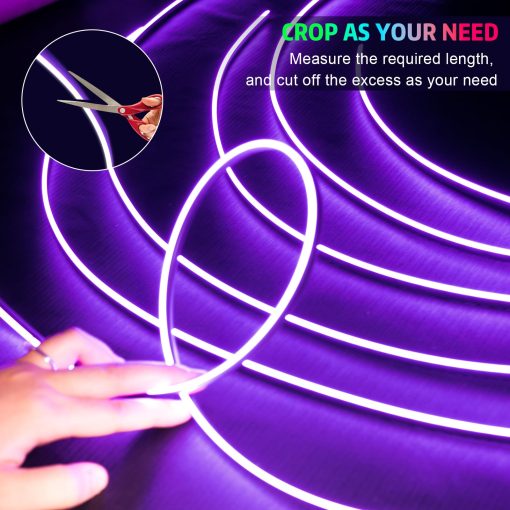 Tira de luces LED interior de acrilico para automovil, luces de neon para automovil AMKI con control inalambrico de la aplicacion, kit de luces ambientales para automovil de 10 en 1 Accesorios para automoviles con modo DIY y modo de musica, 16 millones de colores DC 12V - Imagen 4