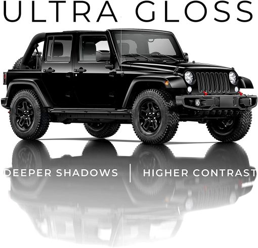 VViViD+ Ultra Gloss Pelicula de Vinilo Negro Brillante para Coche Rollo de Pelicula de Repuesto de Pintura Premium con Tecnologia de Liberacion de Aire Nano, Forro Protector Estirable, Autoadhesivo, Interior Exterior (14ft x 5ft, Negro) - Imagen 5