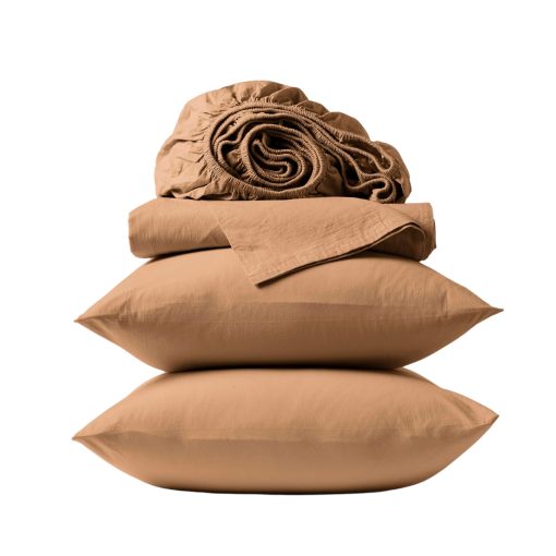 Juego de sabanas de Coyuchi Organic Crinkled Percale, Ginger (Queen)