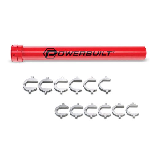Juego de Herramientas para la Extraccion del Extremo Interno de la Barra de Acoplamiento Powerbuilt Master, 13 Piezas, Direccion y Suspension, Adaptador y Llave de Extension, Caja de Almacenamiento - 647785